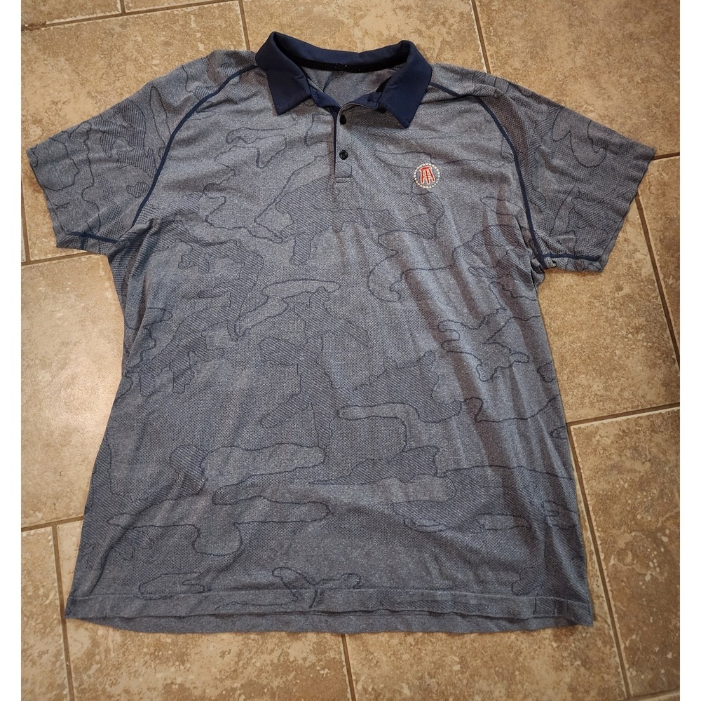 Barstool Sports UNRL Mens Blue Camo Performance Golf Polo Shirt XL Logo Heather